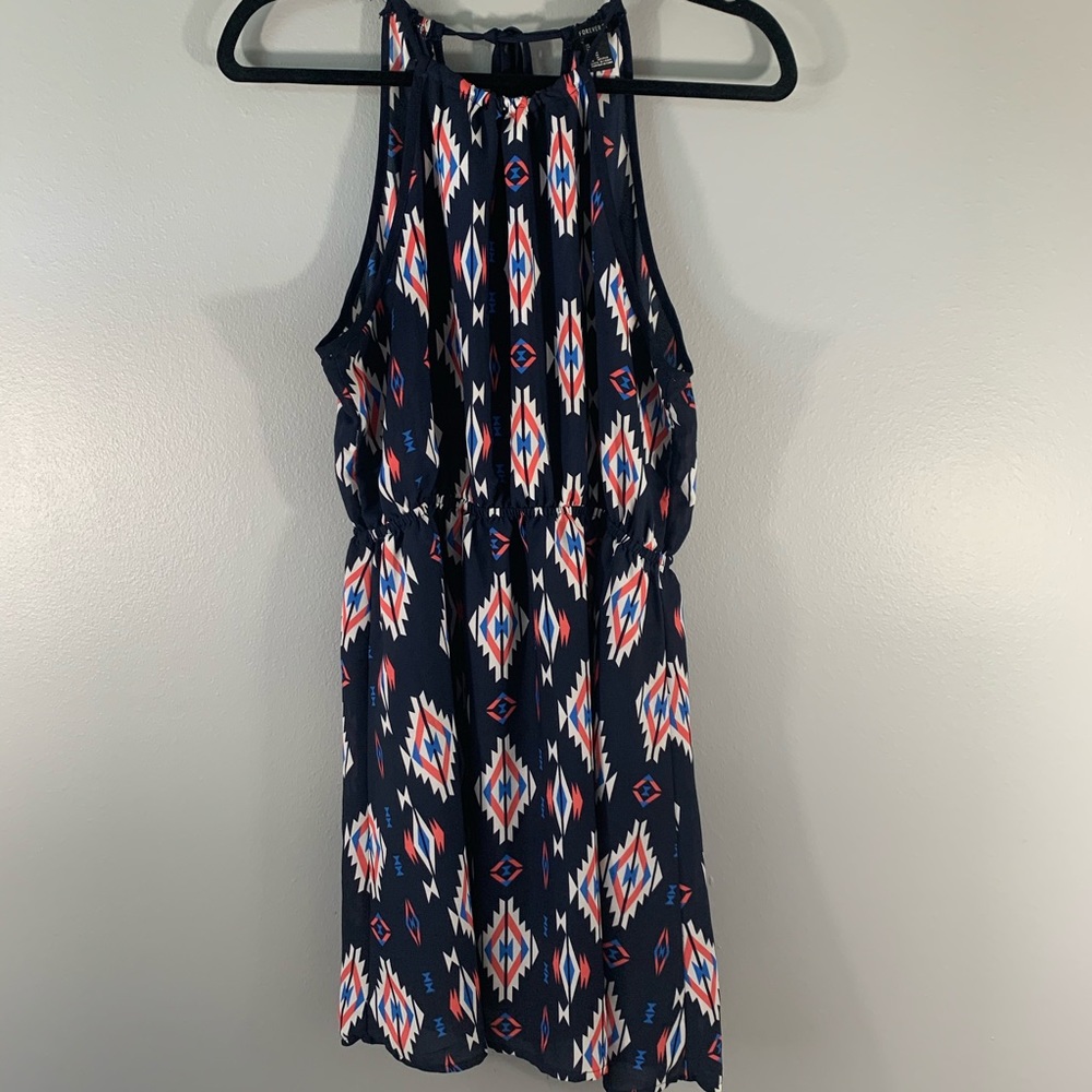 Forever 21 Chevron Halter Tie Summer Dress M